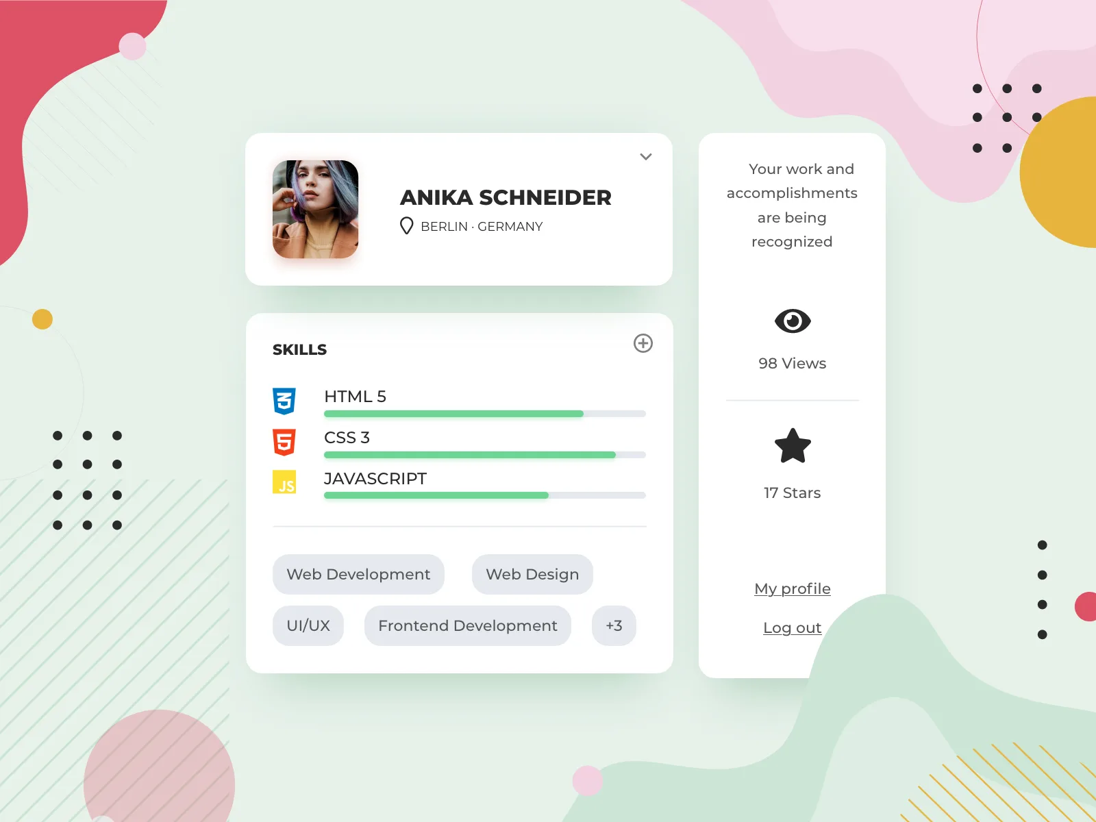 Skills profile card ui